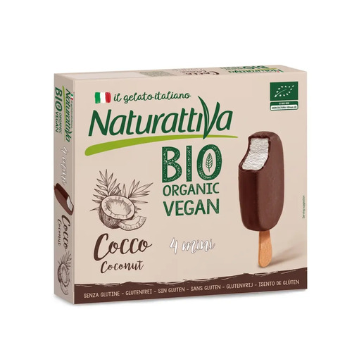 Helado de coco con cobertura de chocolate
